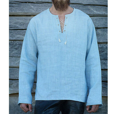 

Mens Linen V Neck Long Sleeve Basic Tee T-shirt Casual Tops Blouse -XXL