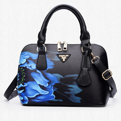 

Elegant Chic Lady Shell Bag Cross Body Floral Print Faux Leather Handbag Gift