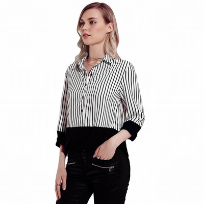 

Shirt Womens Long Sleeve Womens Suit Collar Striped Top