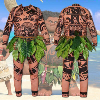 

AU Moana Maui Tattoo T Shirt Pants Halloween Mens Women Kids Cosplay Costume