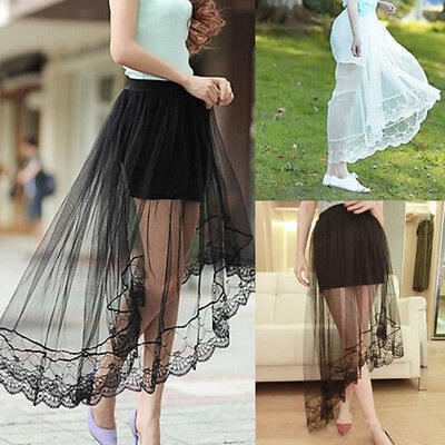 

Fashion Women Summer High Waist Line Mesh Wrinkled Skirt  Black&White