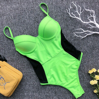 

Women One Piece Swimsuit Push-up Padded Bikini Swimwear Bathing Suit Beachwear