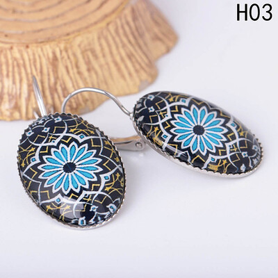 

Fashion Retro Folk-custom Time Gems Earring Oval Gemstone Bohemian Earring
