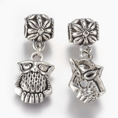 

Alloy European Dangle Beads Large Hole Pendants Owl Antique Silver 36mm Hole 5mm Pendant 21x13x6mm