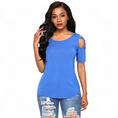 

Solid color round neck short-sleeved bottoming shirt casual simple straight top