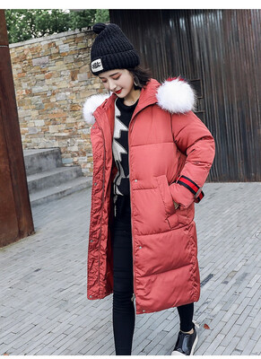 

2018 autumn&winter new down womens long long big hair collar thick size Korean version of cotton jacket female fashion