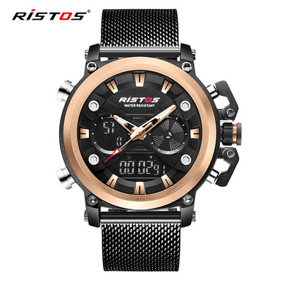 

RISTOS9399 new sports mens watch fashion double display multi-function waterproof mens watch