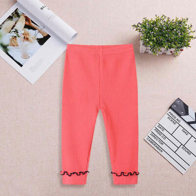 

Girls Cotton Korean Elastic Waist Soft Kids Bottoming Pants Cute Trousers