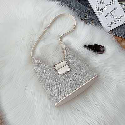 

Tailored Womens Fashion Coin Purse Flap Bag Wool Patchwork Casual Hasp Bag Bucket Bag