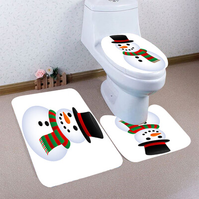 

Tailored 3PCS Christmas Bathroom Non-Slip Pedestal Rug Lid Toilet Cover Bath Mat Set