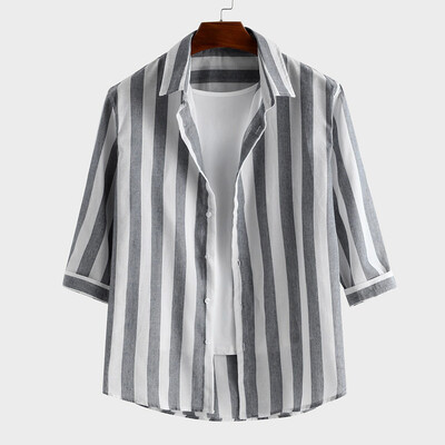

Toponeto Fashion Mens Casual Stripe Botton Down Slim Hawaiian Dress Shirt Blouse Tops