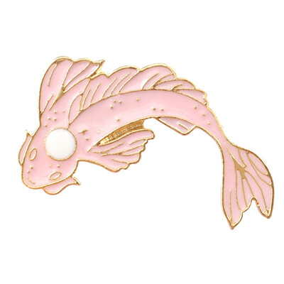 

Black White Koi Fish Metal Enamel Brooch