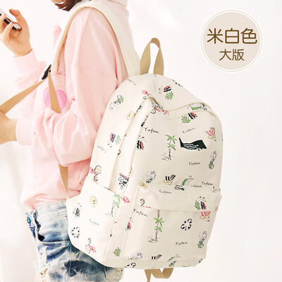 

Canvas bag female junior high school high school Korean Harajuku ulzzang backpack campus small fresh&simple backpack