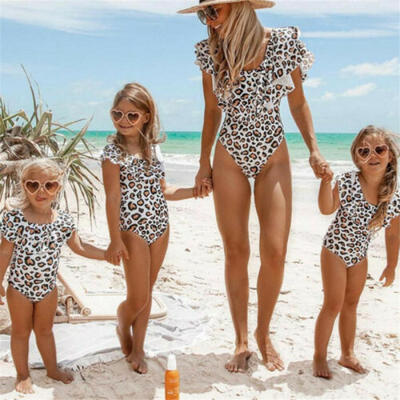 

Family Matching Swimwear Mother Daughter Women Kids One piece Bikini Beachwear