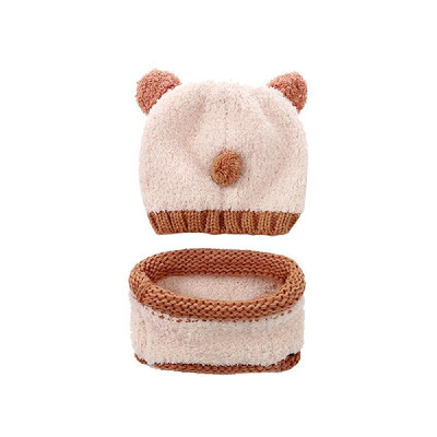 

2pcs Toddler Neckwarmer Kids Crochet Knited Hat Unisex Baby Beanie Winter Warm Children Cartoon Hats Cap Circle Scarf Neckchief fo