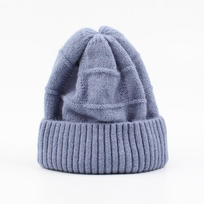 

Women Knitted Hat Solid Color Wool Blends Stripe Ribbed Trim Casual Cool Warm Autumn Winter Beanies