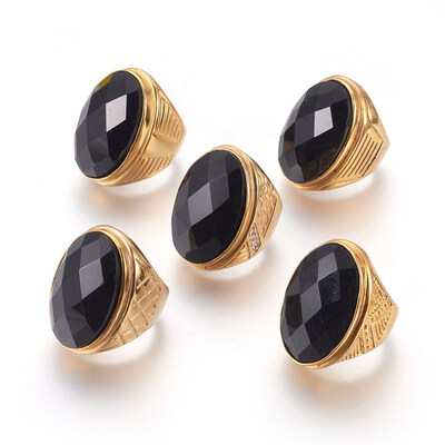 

Natural Faceted Agate Rings with 304 Stainless Steel Golden 734mm