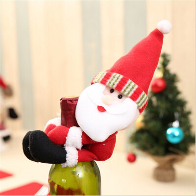 

Toponeto Christmas Decor Red Wine Bottle Cover Bags Decoration Home Party Santa Claus