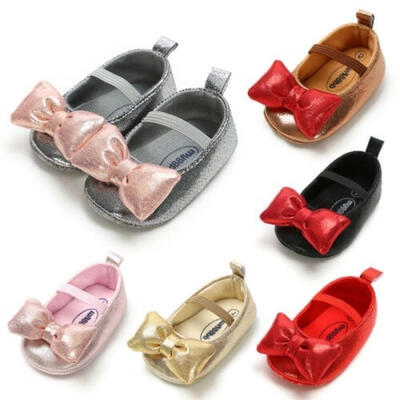 

Newborn Baby Girl Crib Shoes Toddler Soft Sole Bowknot Princess Shoes 0-18M