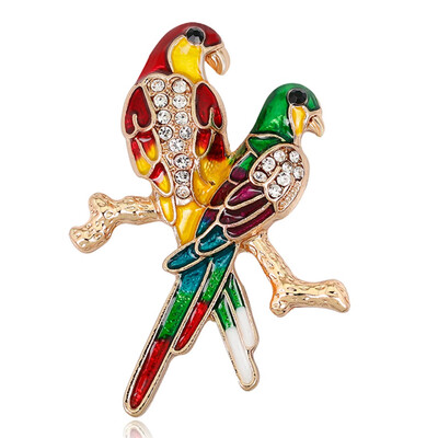 

Colored Enamel Couple Parrots Brooch For Women And Men Alloy Birds Party Weddings Banquet Brooch Gifts