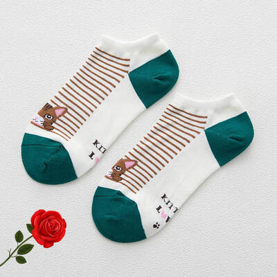 

1 Pairs Comfortable Simple Kawaii Pattern Women Socks Cute Cartoon Cat Striped Cotton Casual Socks for Female All-Match