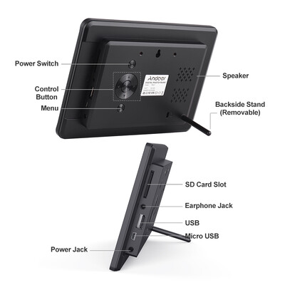 

Andoer P801 8 Inches LED Digital Photo Frame Desktop Electronic Album 1280800 HD 169 Display Supports MusicVideoPhoto PlayerA