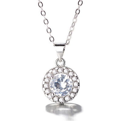 

Fashion Diamond Pendant Necklace Hearts Arrows Cut Cubic Zirconia Round Pendants Necklaces For Women Gift
