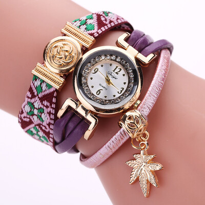 

Womens watch ethnic wind bracelet watch duoya around the circle table hanging leaves