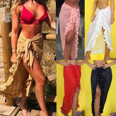 

Women High Waist Beach Bikini Cover Up Wrap Scarf Swimwear Pareo Sarong Dress AU