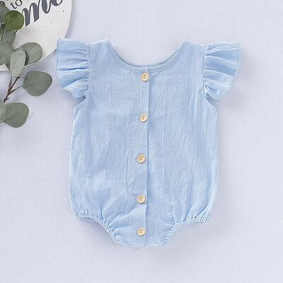 

Newborn Baby Girl Solid Color Short Sleeve Romper Bodysuit Jumpsuit Outfits Clothes
