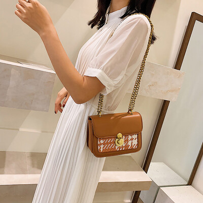 

Tailored Womens Crossbody Contrast Color Chain Shoulder Fashion Weaving Messenger Bag