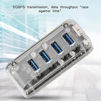 

Greensen Portable Mini Transparent 4-Port USB30 Extension Charging Hub Splitter For ORICO F4UU-U3Hub Portable Hub