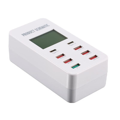 

Quick Charge 30 8A 6-Port USB Wall Charger&2-Port Type-C Desktop Charger Charging Station with LCD Display Intelligent IC Aut