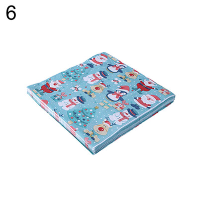 

20Pcs Christmas Tree Santa Claus Printed Wood Pulp Disposable Napkins Tissue