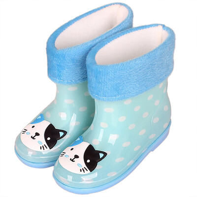 

cartoon childrens rain boots anti-skid plus velvet for girl&boy infant baby boots rubber shoes small kids water shoes