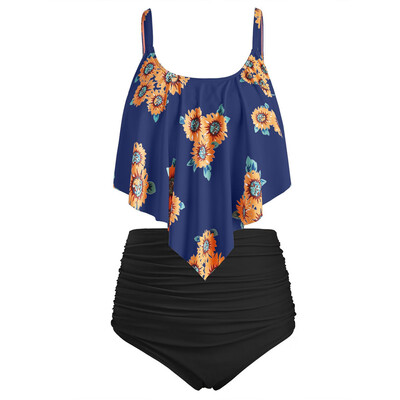 

Roseonmyhand Women Two Pieces Bathing Suits Top Ruffled With High Waisted Bottom Bikini Set