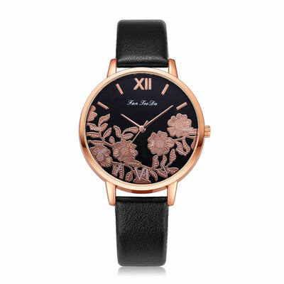 

Fanteeda FD122 Women Unique Flowers Dial Leather Band Quartz Wrist Watch