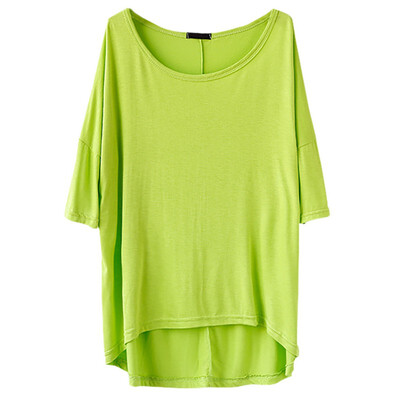 

Short Sleeve T Shirt Women O Neck Bat Sleeve Casual Loose Asymmetric Long T-Shirt Top