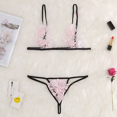 

Gobestart New Womens Lace Hollow Openwork Sexy Perspective Two-piece Set