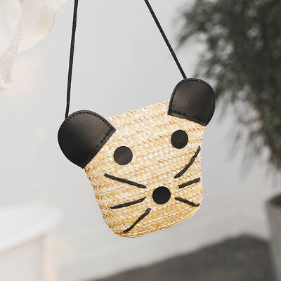 

Tailored Womens fashion cute animal decorative bag weaving childrens bag Messenger bag