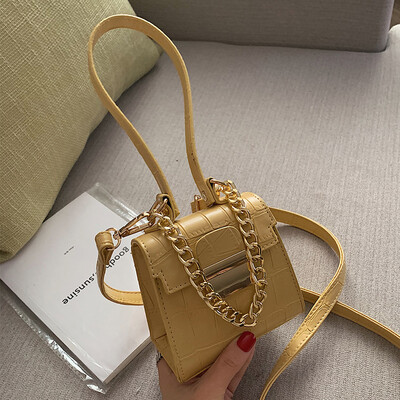 

Foreign style womens bag 2019 new Korean version of Joker texture slung chain fashion shoulder portable small square bag