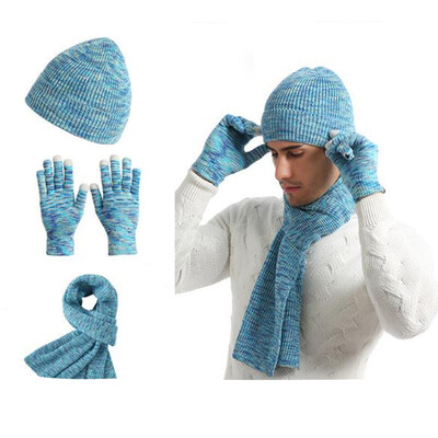 

Tailored Unisex Knitted Scarf Beanie Hat&Gloves Set Stretch Hat Scarf&Mitten Set