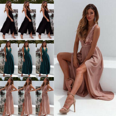 

Women Ladies Clubwear Summer Playsuit Jumpsuit Romper Long Pants Party Trousers