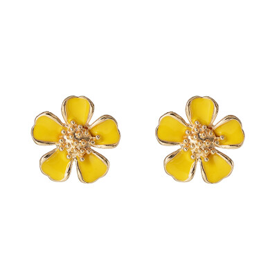 

2019 New Korean Fashion Charm yellow white Flower Earrings For Girls Women Elegant Party Statement Brincos Bijoux Gift