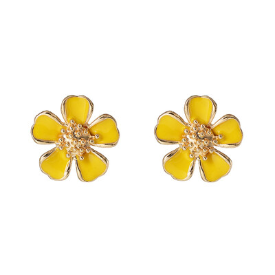 

2019 New Korean Fashion Charm yellow white Flower Earrings For Girls Women Elegant Party Statement Brincos Bijoux Gift