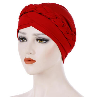 

Fashion Women Solid Color Braid Muslim Hijab Turban Head Wrap Hat Chemo Cap