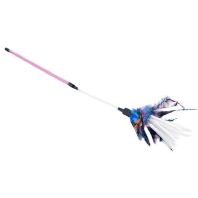 

Pet Cat Toy Colorful Feather Rod Teaser Wand Kitten Pet Teaser Feather Interactive Fun Toy Wire Chaser Wand For Cat