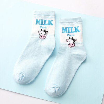 

Christmas Cute Fruit Strawberry Milk Pinky White Women Cotton Socks Japanese Harajuku Funny Socks Cartoon Socks Christmas Gift
