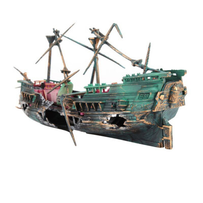 

Aquarium Decoration Air Split Shipwreck Fish Tank Decor Wreck Sunk Ship Boat 24613cm