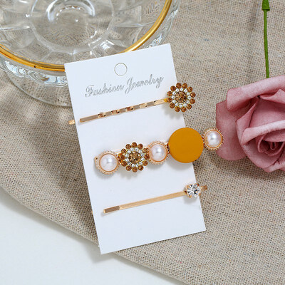 

Pearl Hair Clip Headwear Korean Pearl Flower Word Hair Side Clip Three piece Sweet Hair Hairband Barrette Headdress Accessories